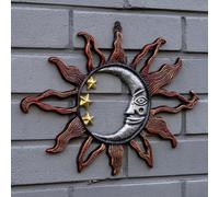 Woodside Wall Mounted Cast Iron Sun/moon Face Indoor Outdoor Wall Art Decoration