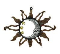 Woodside Wall Mounted Cast Iron Sun/Moon Face Wall Art Decoration, Indoor/Outdoor Heavy Duty Décor for Home, Kitchen, Bathroom, Garden
