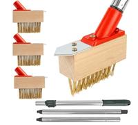 Woodside Weed Removal Brush with Telescopic Steel Handle - Heavy Duty V-Shape Wire Weed Brush & Scraper with 3 Replacement Heads - Ideal for Patios, Paving Stones, Cracks & Driveways