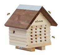 Woodside Wooden Garden Bee House, Natural Bug/Insect Hotel Shelter, Outdoor Nest Box