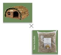 Woodside Wooden Hedgehog House & Natural Nesting Material Kit Garden Wildlife Shelter With Straw Bedding