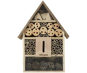 Woodside Wooden Insect & Bee House Natural Wood Bug Hotel Shelter Garden Nest Box