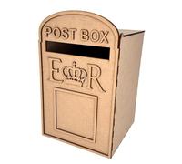 Woodsorts Wedding Post Box, Flat Pack DIY Unpainted Wooden Postbox with ER Crown Design