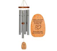 Woodstock Chimes Personalized Amazing Grace Wind Chime for Outside 24" Medium Silver, Outdoor Garden Decor, Memorial Gift for Loss Loved Ones P-AGMS30