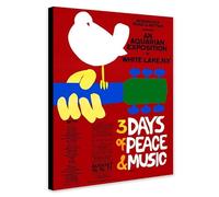Woodstock Music Festival - Vintage Wall Art - Wrapped Framed Canvas Wall Art (A3 [16 x 12 inch / 41 x 30 cm])