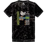 Woodstock T Shirt Peace and Music Poster new Official Mens Black Snow Wash