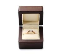 Woodten Jewelry Engagement Proposal Ring Box, Solid Wood Single Ring Box for Proposal, Wedding(Beige)