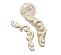 Woodubend WUB6008 Pack of 2 Joined Scrolls 5x13.5cm Wood Appliques - Heat Bendable & Flexible Onlays - DIY Craft, Furniture & Home Decor - Easy to Apply & Paint - Versatile + Reusable