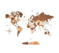 Woodvio 3D Wooden World Map, Decorative Wall Art for Home and Office Décor - size Large (160x85cm)