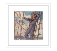 Woodward Sailor Rigging Pinafore Gilbert Frontispiece 8X8 Inch Square Wooden Framed Wall Art Print Picture with Mount Artery8 White One Size