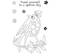Woodware Clear Singles Bubble Birds Simone 4 in x 6 in Stamp Set