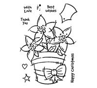 Woodware Francoise Collection-Potted Poinsettias-Stamp, 4 x 6 inches