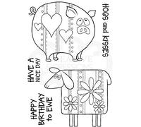 Woodware Jane Gill Clear Magic Stamp-Ewe and Piggy, A6, Transparent