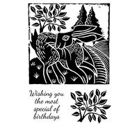 Woodware Jane Gill-Lino Cut-Hare in The Fields-Clear Magic Stamp, 10 x 13.5 cm, transparent
