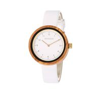 woodwear Women's Wooden Watch - Ultralight & Elegant - Sustainable Wooden Case with Genuine Leather Strap - White Dawn, Blue Haze, Desert Bloom Model (Beige, White)