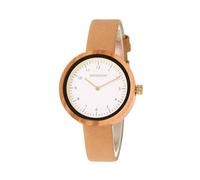woodwear Women's Wooden Watch - Ultralight & Elegant - Sustainable Wooden Case with Genuine Leather Strap - White Dawn, Blue Haze, Desert Bloom Model (Beige, Brown)