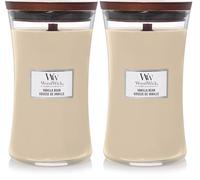 WoodWick Large Hourglass Scented Candle | Vanilla Bean | with Crackling Wick | Long Burning Candles: up to 130 Hours | Gifts for Women (Pack of 2)