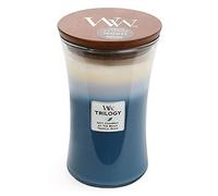 WoodWick Large Hourglass Scented Trilogy Candle with Pluswick Innovation, Beachfront Cottage