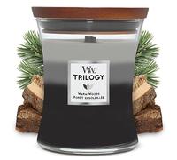 WoodWick Medium Hourglass Scented Trilogy Candle | Warm Woods | with Crackling Wick | Up to 60 Hours Burn Time