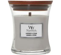 Woodwick Lavender & Cedar scented candle with wooden wick 85 g