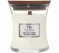 Woodwick White Tea & Jasmine scented candle with wooden wick 85 g