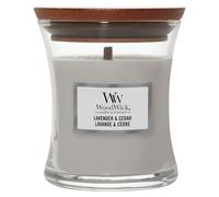 Woodwick Lavender & Cedar scented candle with wooden wick 85 g