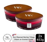 Woodwick Trilogy Ellipse Jar Scented Candle Cafe Sweets or Fruits of Summer,453g