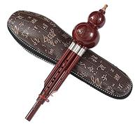 Woodwind Instrument Ethnic Musical Instrument Bamboo Hulusi Chinese Handmade Hulusi Black Gourd Cucurbit Flute Ethnic Musical Instrument Key Of C/B With Case For Beginner Music Lovers(Red)