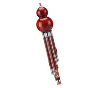 Woodwind Instrument Ethnic Musical Instrument Hulusi Flute Solid Wood Anti-fall Hulusi Mahogany/ebony Gourd Flute Professional Playing Three-tone Cucurbit Flute(C key)