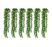 WOODWORD Artificial Succulent Plants Artificial Hanging Pearls Plant String of Pearls 20 inch Flake Hanging Succulents for Home Decor, Set of 6