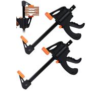 Woodwork Clamps 6 Inch 2 Pack - Quick Grip Ratchet Bar Clamp Spreader With Quick Release Clips, F Clamps Adjustable Woodworking Tools for Carpenters, DIY, Handmade Crafts