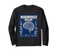 Woodworker Brain Blueprint Funny Woodworking DIY Garage Work Long Sleeve T-Shirt