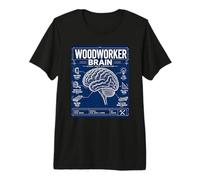 Woodworker Brain Blueprint Funny Woodworking DIY Garage Work Premium T-Shirt
