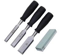 Woodworking 3-Pieces Woodworking Chisel Set Bevel Edge Chisel Set Wood Carving Hand Chisel Tool Set Wood Working Tools Chisel Kit with Sharpening Stone for Carpentry(Size:3 Set) (3 Set)
