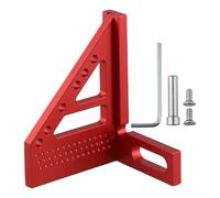 Woodworking Aluminum Triangular Miter Ruler with Angle Markings 22.5 to 90 Degrees for Layout Tasks Using For Imperial Measurements (Red)
