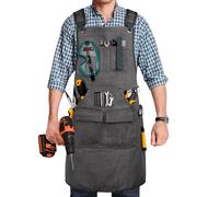 Woodworking Apron for Men, Shop Apron 20 oz Canvas Work Apron with 9 Tool Pockets, Heavy Duty Wood Working Workshop Bib Apron for Carpenter Woodworker Blacksmith, Men Gift, Adjustable to S- 3XL, Grey