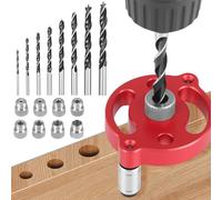 Woodworking Center Finder Kit, Aluminium Alloy Drill Guide Locator with 3/4/5/6/7/8/9/10mm Drill Bushings and Three Point Drills Bit, Carpentry Drilling Guides Set for Vertical Hole Drilling