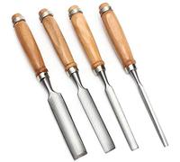 Woodworking Chisel Wood Chisel Semicircle Chisel Woodworking Tools, Carbon Steel Blade Wood Handle Durable and Comfortable (4 Pcs)