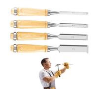 Woodworking Chisels - Set of 4 Ergonomic Woodworking Chisels - Beveled Edge Accessories for Sculpture, Furniture Manufacturing, Renovation, Improvements