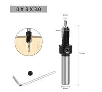 Woodworking Countersink Drill Bit 8mm Shank HSS Router Milling Cutter for Precision Pilot Hole Drilling and Screw Counter Bore (8x8x3.0)