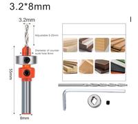 Woodworking Countersink Drill Bit Adjustable Opener Milling Plastic Wood Woodworking Countersink Accuracy in Every Project Resulting in Clean (3.2 * 8mm)