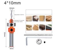 Woodworking Countersink Drill Bit Adjustable Opener Milling Plastic Wood Woodworking Countersink Accuracy in Every Project Resulting in Clean (4 * 10mm)