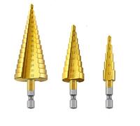 Woodworking Drill Bit，3pcs Titanium Step Bit Cone Cutting Tools Steel Wood Metal Drilling Set сверло сверла(Size(4 12 4 20 4 32))