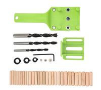 Woodworking Drill Guide | 41 Pcs Straight Hole Locator Kit for 6mm 8mm 10mm Bits | Skilled DIY Wood Drilling Jig with Dowels & Wrench (Green)
