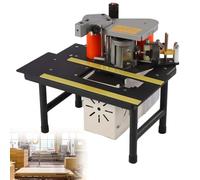 Woodworking Edge Banding Machine Portable, Double-Sided Glue Application 1200W, 1000ml Glue Tank, hot melt Adhesive System, for Curved Straight Panels cabinets Factory Trimmer Tool(Black)