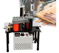 Woodworking Edge Banding Machine, Portable Edgebander for Right Angle and Curve Edging, Dual-sided Gluing, Adjustable Speed 0-6m/min