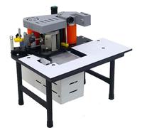 Woodworking Edge Banding Machine, Portable Trimmer with Double-Sided Gluing System, 1200W Heater, Adjustable Height 7-60mm, Straight Curved Furniture Cabinet Edge Banding Tool(White)