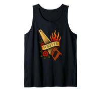 Woodworking Forever Vintage Saw Flame Tattoo Old School Art Tank Top