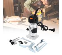 Woodworking Hand Router, All Copper Motor, No-Load Speed 30000r/Min, 800W, Clamping 6.35MM, Straight Curved Edge Trimming, with Milling Cutter/Straight Cutter,A