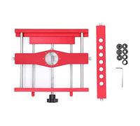 Woodworking Hole Drill Punch Positioner Dowel Cam Jig Kit, Universal 2 in 1 Guide Locator, Adjustable CNC Machined Aluminum Alloy Jig with 7 Drill Sockets for Precise Woodworking P